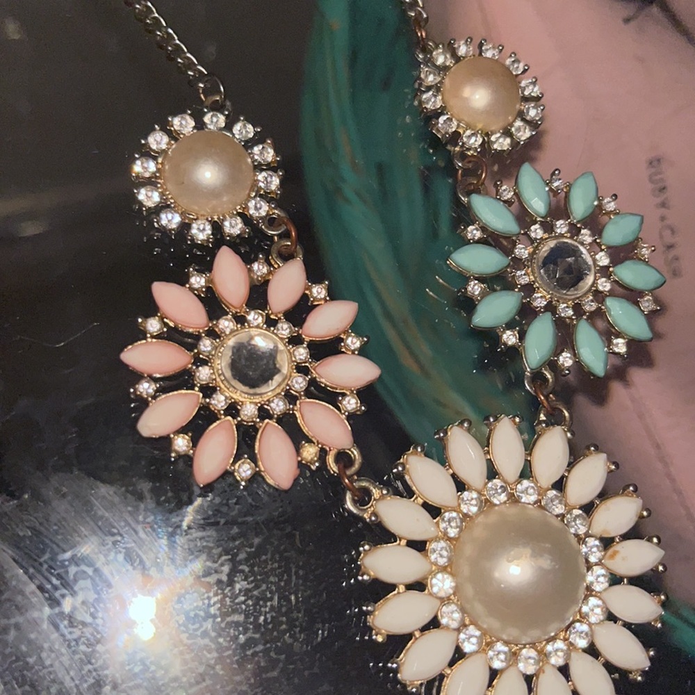 Beautiful pink pearl baby brown white stone necklace